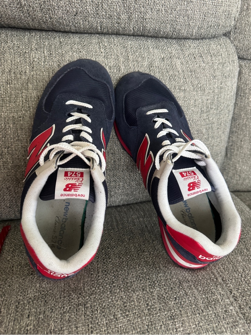 New Balance 574 Men's Navy and Red Sneakers